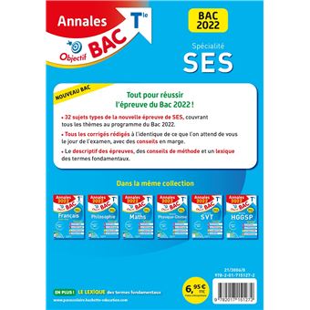 Annales Objectif BAC 2022 Spécialité SES
