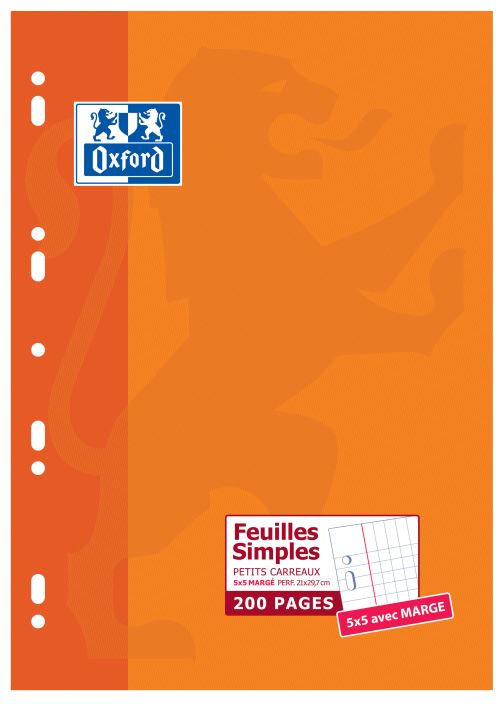 OXFORD ETUI FEUILLETS 200P Q5 MARGE