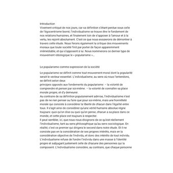 Petite éloge de l'individualisme et critique du popularisme