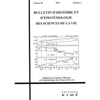 Bulletin d'histoire et d'épistémologie des sciences de la vie n°30/1