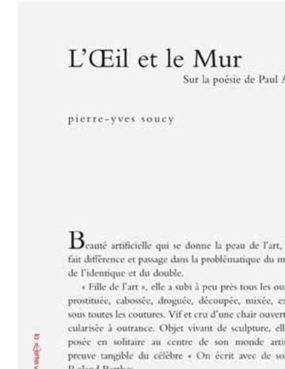 L' Oeil et le Mur - Pierre-Yves Soucy - broché