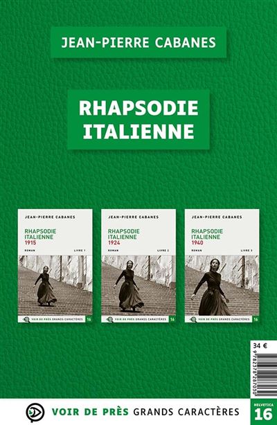 Offre decouverte rhapsodie italienne Grands caractères, édition accessible pour les malvoyants - Jean-Pierre Cabanes - Voir De Pres - broché - Roman - Voir De Pres