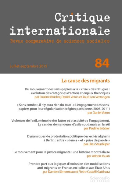 Critique internationale 84, juillet-septembre 2019 - La caus