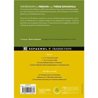 HU Initiation à la version et au thème espagnol