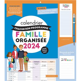 Calendrier Chacun son programme Famille organisée 2024 À chacun son