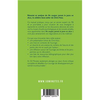 Ne coupez jamais la poire en deux (Résumé et analyse du livre de Chris Voss)