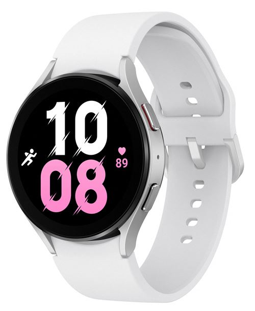 Samsung Galaxy Watch5 - 44 mm - argent - montre intelligente avec bande sport - blanc - affichage 1.4" - 16 Go - LTE, NFC, Wi-Fi, Bluetooth - 4G - 33.