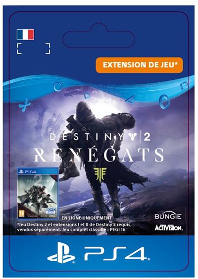 Pochette avant du jeu Code téléchargement Destiny 2 Renégats PS4