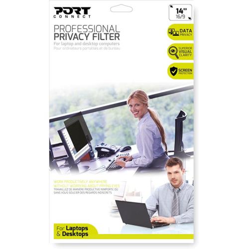Film de confidentialité professionnel Port Designs 2D 900003 Noir pour PC 14" 16/10