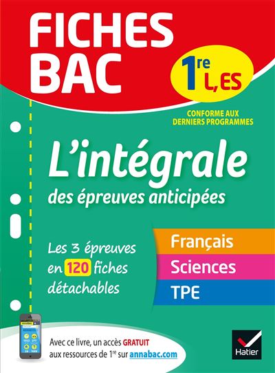 Fiches Bac L'intégrale des épreuves anticipées 1ère ES, L