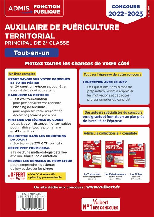 Calendrier Concours Auxiliaire De Puériculture 2023 Concours Auxiliaire De Puériculture Territorial - Catégorie C - Tout-En-Un  Concours 2022-2023 - Broché - Pierre-Brice Lebrun, Marie-Christine Lefort -  Achat Livre | Fnac