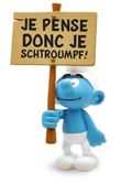 Figurine de collection Schtroumpf Pancarte: Je pense donc je Schtroumpf!