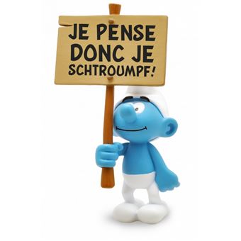 Figurine de collection Schtroumpf Pancarte: Je pense donc je Schtroumpf!