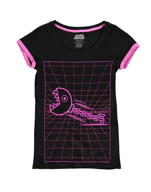 T-shirt femme Nintendo Super Mario Bros. Chain Chomp noir et rose taille M