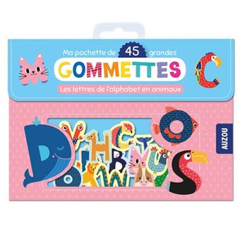 Ma pochette de 45 grandes gommettes - les lettres de l'alphabet en animaux