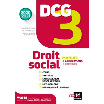 DCG 3 - Droit social - Manuel et applications - Millésime 2020-2021