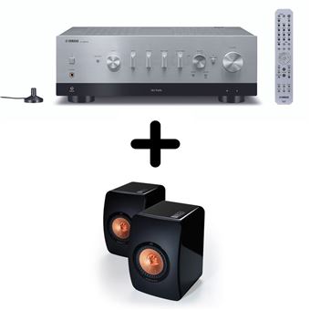 Amplificateur Hi-Fi Yamaha R-N800A Argent + une paire d'enceintes  bibliothèque Kef LS50 Noir piano - Pack ampli et enceintes Hifi