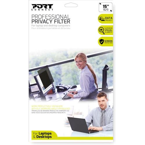 Film de confidentialité professionnel Port Designs 2D 900005 Noir pour PC 15 16/10