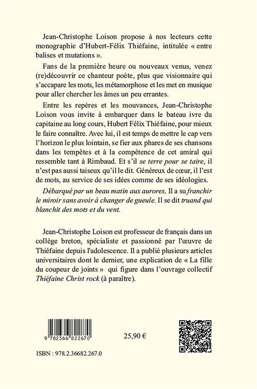 Hubert-Félix Thiefaine - broché - Jean-Christophe Loison, Livre tous les  livres à la Fnac