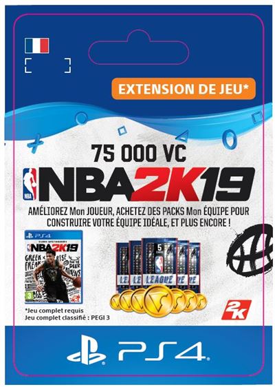 Pochette avant du jeu Code de téléchargement NBA 2K19 75000 VC PS4