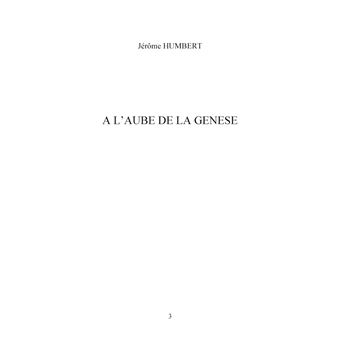 A l'aube de la Genèse