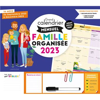 Grand calendrier mensuel de la famille - Septembre 2022 - Décembre 2023 ( Grand format - Broché 2022), de