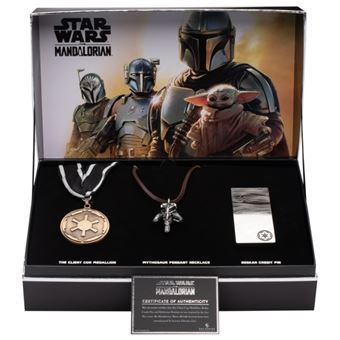 Réplique Star Wars The Mandalorian Collier Mythosaure, Médaille de l'Empire Galactique et Pin's Beskar