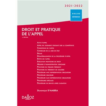 Droit et pratique de l'appel 2021/2022