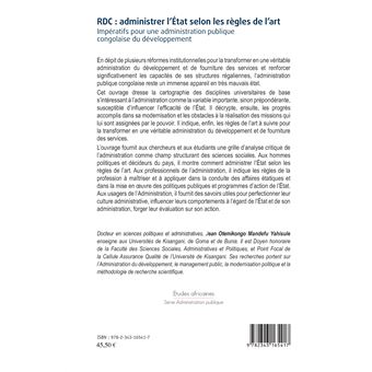 RDC : administrer l'Etat selon les règles de l'art