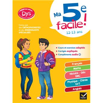 Ma 5e facile ! adapté aux enfants dyslexiques (DYS) ou en difficulté d'apprentissage