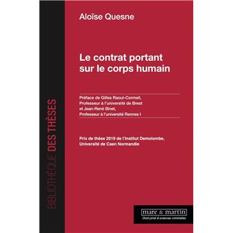 Le contrat portant sur le corps humain