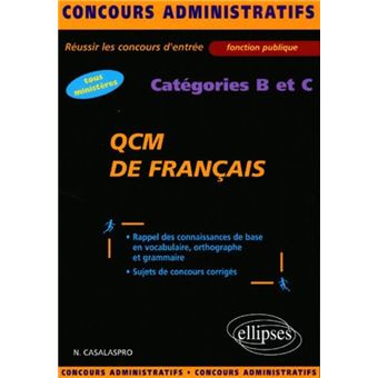 QCM De Français Pour Les Concours De Catégories B Et C - Broché ...