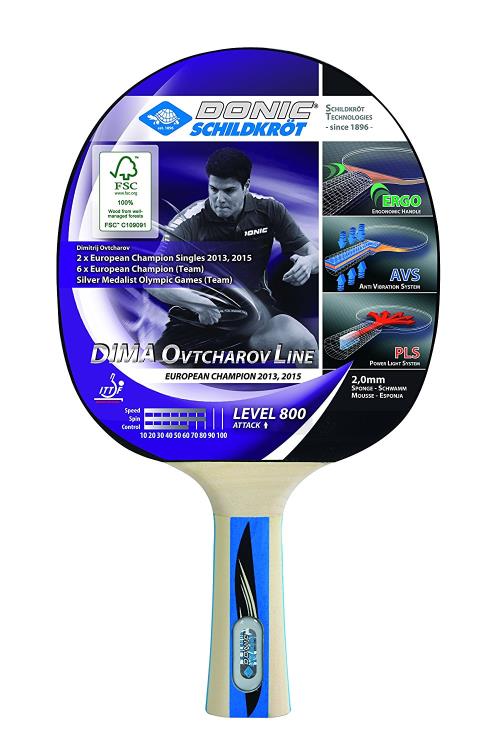 Raquette de Ping Pong Tennis de table Donic-Schildkrìt Ovtcharov 800 FSC Noire
