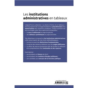 Les institutions administratives en tableaux