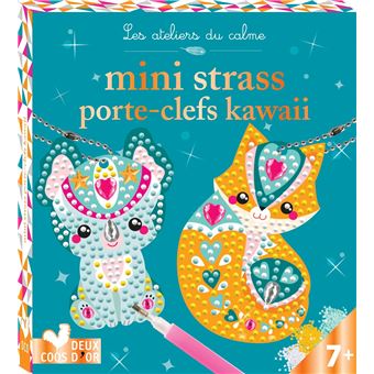 Strass porte-clefs kawai - mini boîte avec accessoires