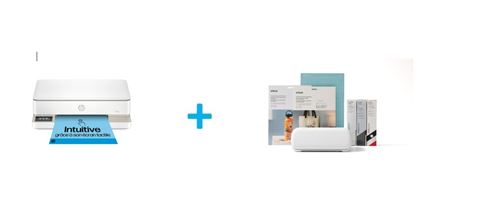Imprimante multifonction HP Envy 6132e Blanc Eligible à Instant Ink + Kit de demarrage Cricut Joy Xtra