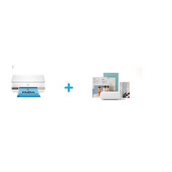 Imprimante multifonction HP Envy 6132e Blanc Eligible à Instant Ink + Kit de demarrage Cricut Joy Xtra - 1