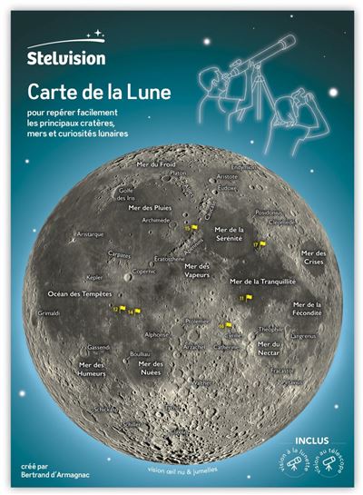 Carte de la lune pour reperer facilement les principaux crat