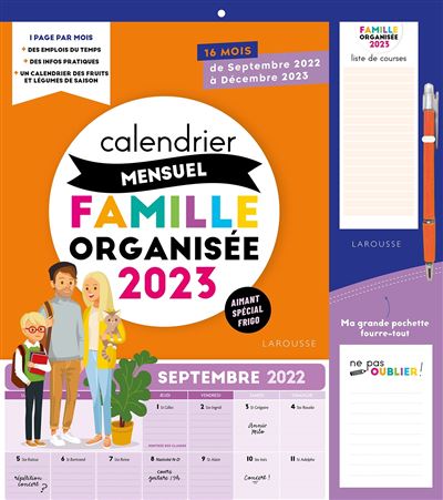 Grand calendrier mensuel - une année organisée - 2023