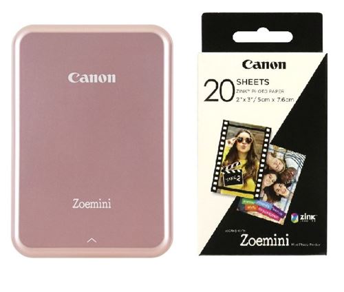 Mini imprimante de poche Canon Zoemini Rose + Papier photo 20 feuilles