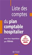 Liste des comptes du plan comptable hospitalier avec leur répartition par titres 2021