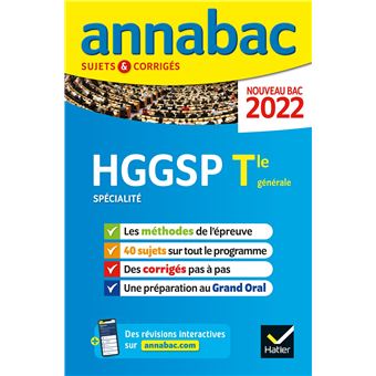 Annales Du Bac Annabac 2022 HGGSP Tle Générale (spécialité) - Broché ...