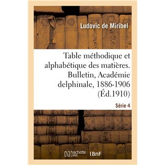 Table méthodique et alphabétique des matières. Bulletin, Académie delphinale, 1886-1906