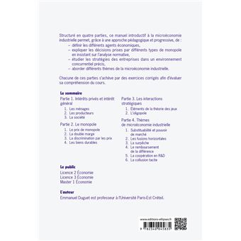 Microéconomie de la concurrence imparfaite. Cours et exercices corrigés d'économie industrielle