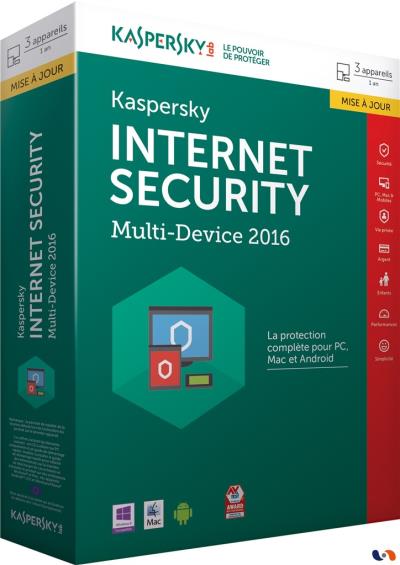 KASPERSKY LAB Kaspersky Internet Security 2016 Multi-Device 3 Postes 1 An Mise &agrave; Jour 