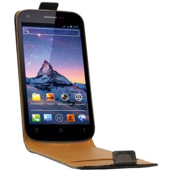 Etui Cuir Swiss Charger Flip pour Wiko Cink Peax, Noir - 1