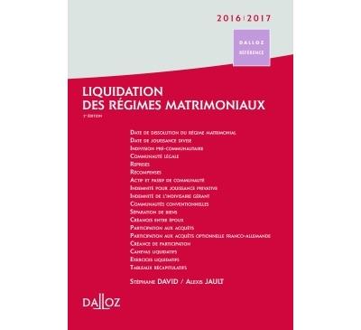 Liquidation des régimes matrimoniaux 2016/2017