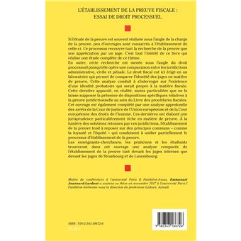 L'établissement de la preuve fiscale