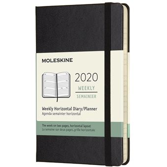 Agenda 2020 Semainier Horizontal Poche Noir Rigide