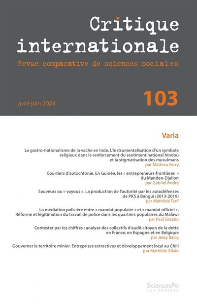 Critique Internationale 103 -  Collectif - broché